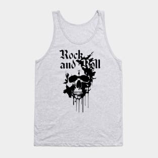 rock and roll skull with black and white ink Tank Top